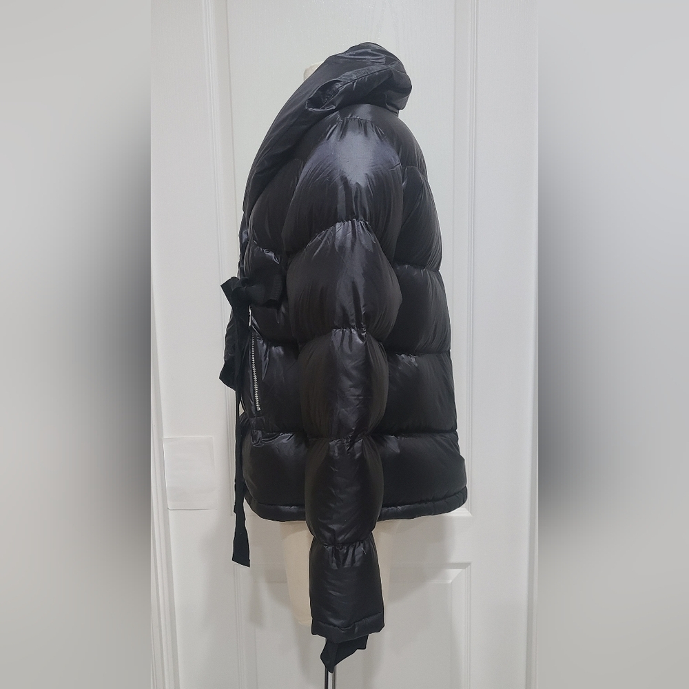 JULIETTE FABBRI Asymmetrical Down Puffer Jacket Black Sz 1 US Sz Small - Picture 6 of 16